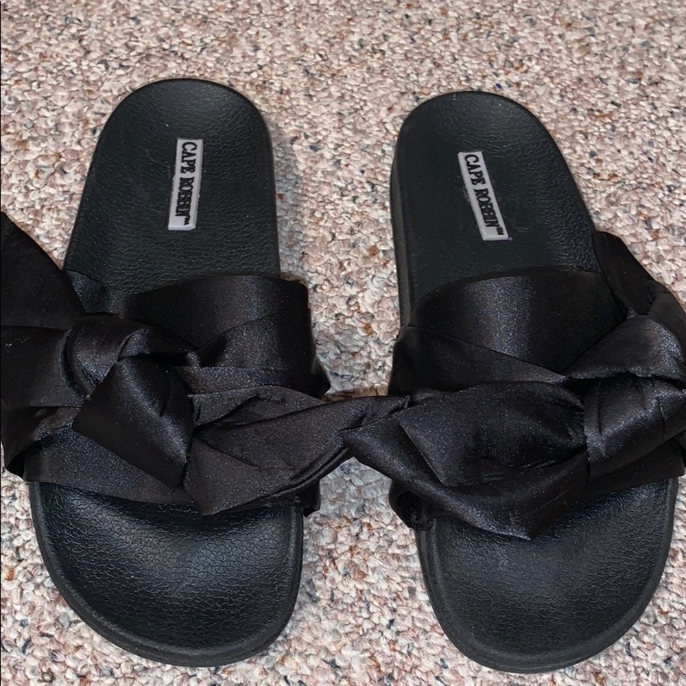 satin bow slides